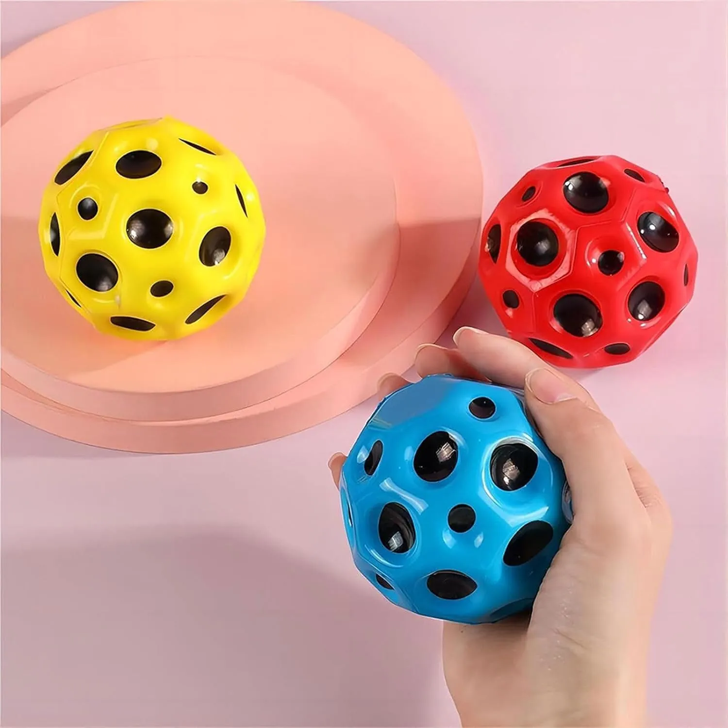 SIRTERIQ Moon Ball Bouncy Coral Ball Anti Stress Ball (Pack of 6 - Multicolor)