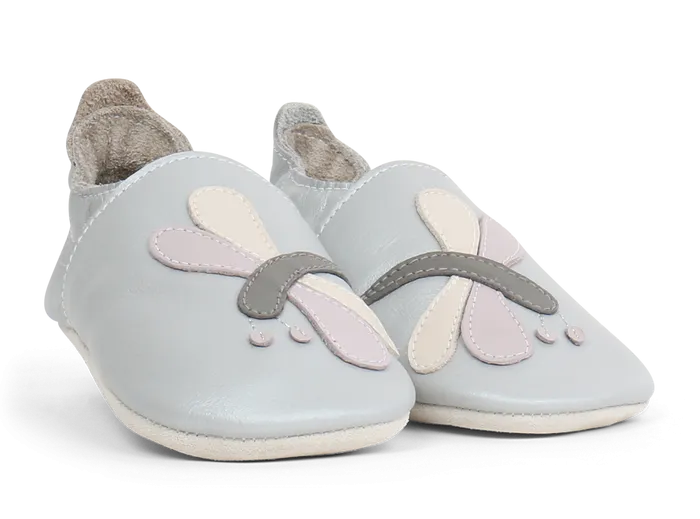 Soft Sole Leather - Silver Dragonfly