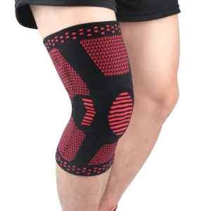 Sports Knee Pads Anti-Collision Support Compression Keep Warm Leg Sleeve Knitting Basketball Running Cycling Protective Gear, Size: XL(Black Red)