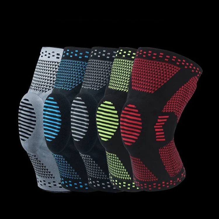 Sports Knee Pads Anti-Collision Support Compression Keep Warm Leg Sleeve Knitting Basketball Running Cycling Protective Gear, Size: XL(Black Red)