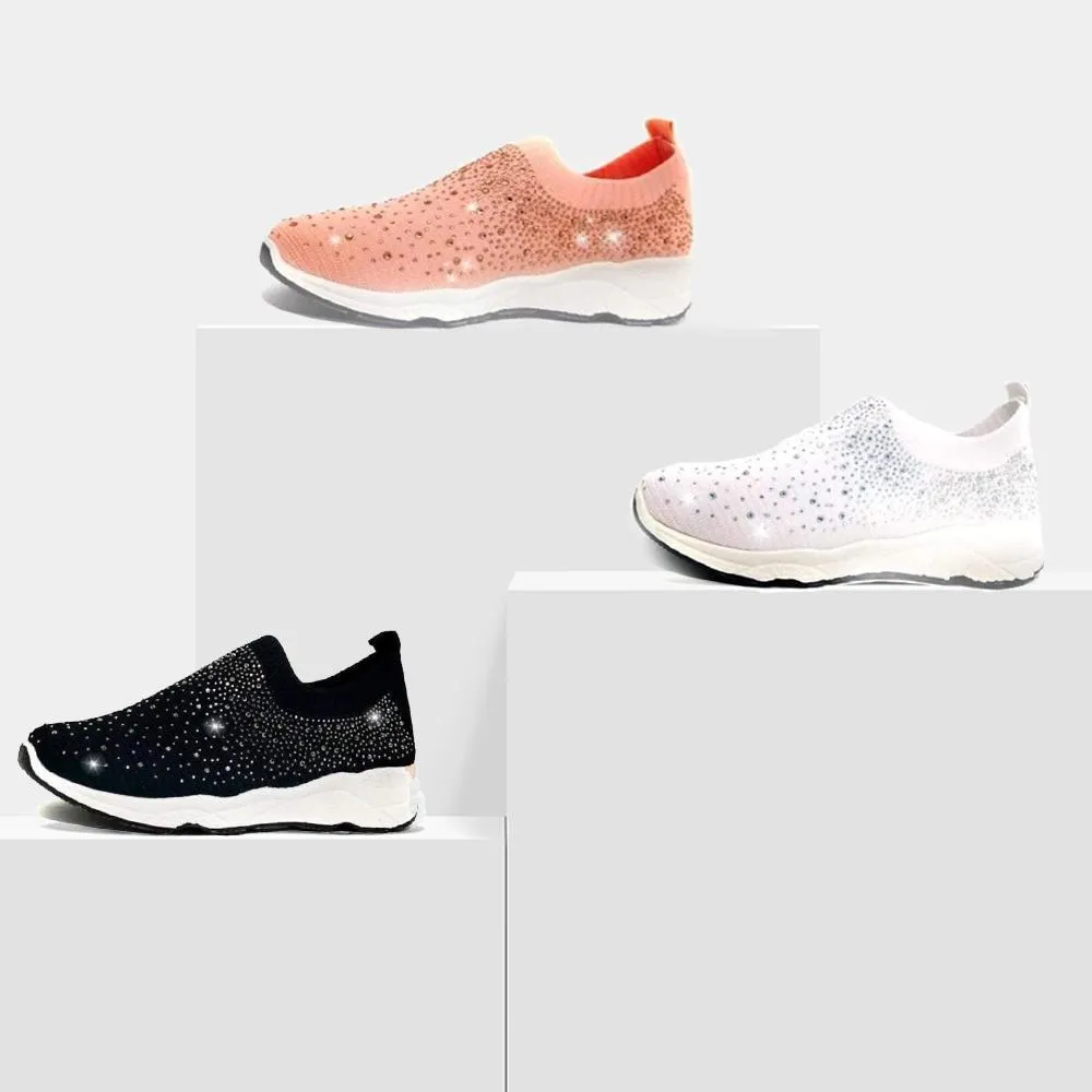 Sports shoes with crystal decorations - breathable and comfortable