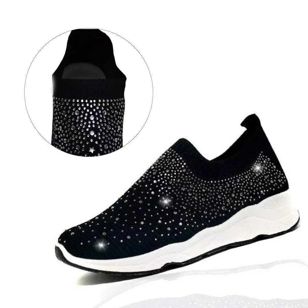 Sports shoes with crystal decorations - breathable and comfortable