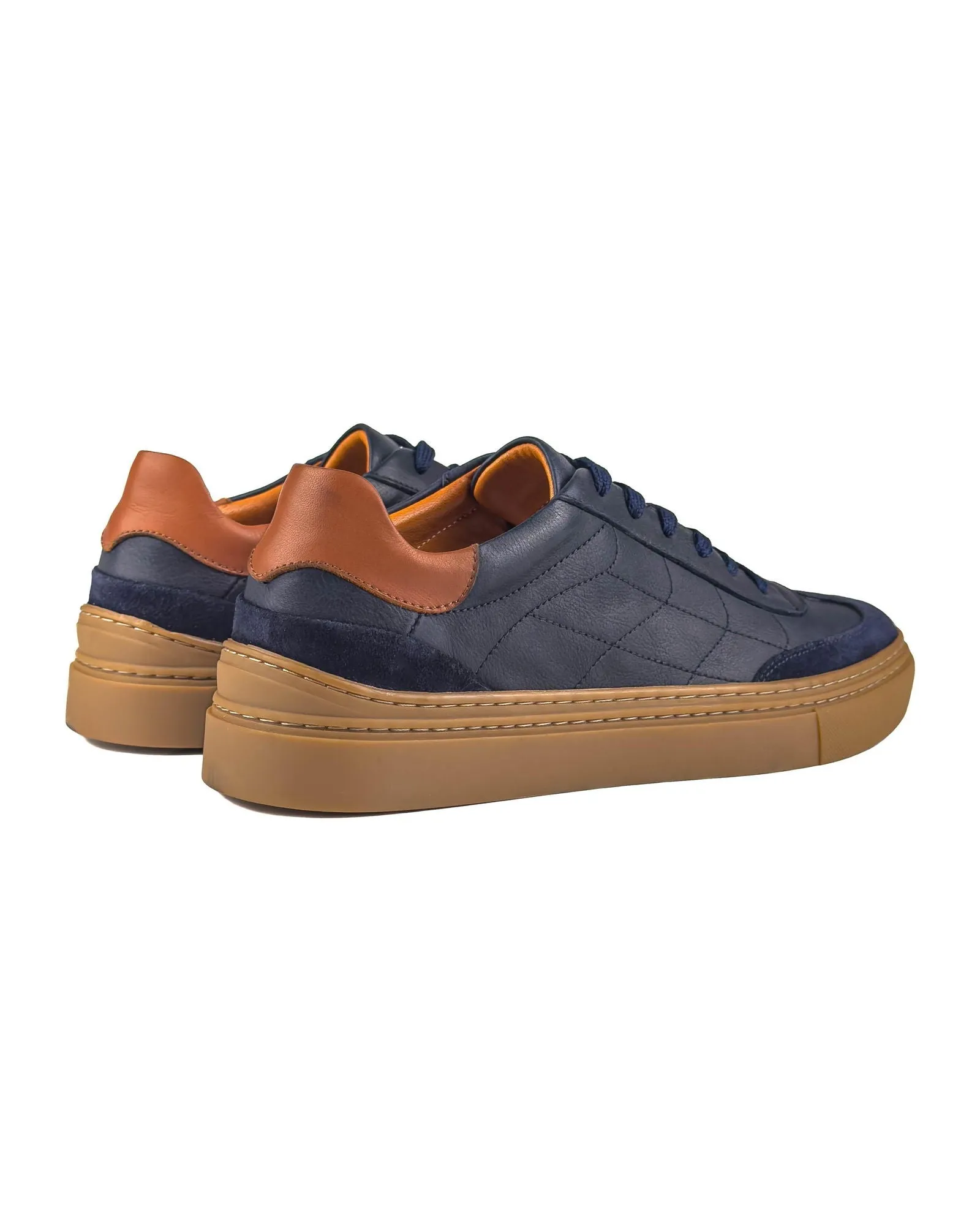 T-Glide Navy Blue Genuine Leather Navy Blue Suede Men's Sneaker Shoes