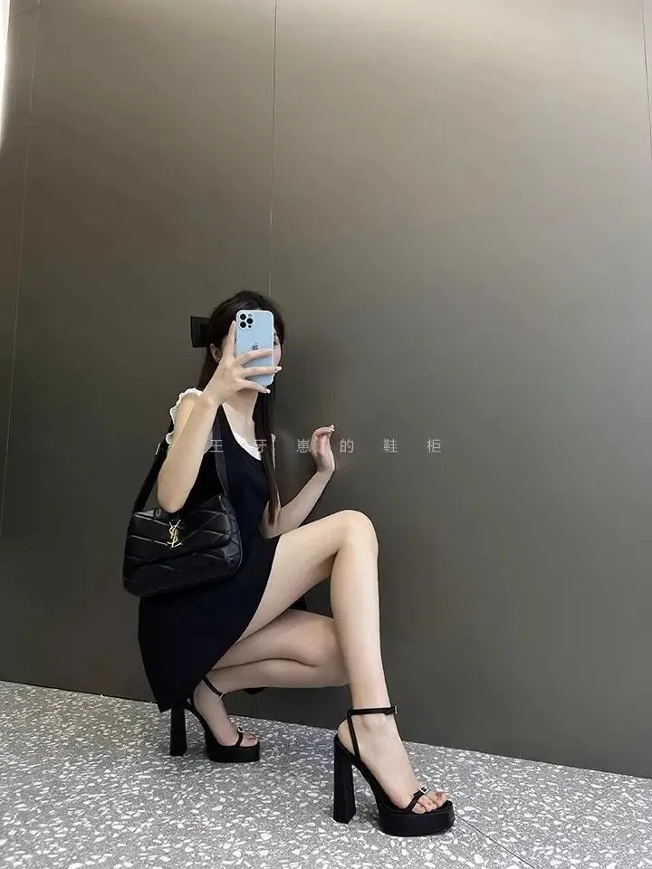 TAVIMART  -  Summer Platform High Heels Women's Thick-heeled Rhinestone High-heeled Sandals Designer Sandals