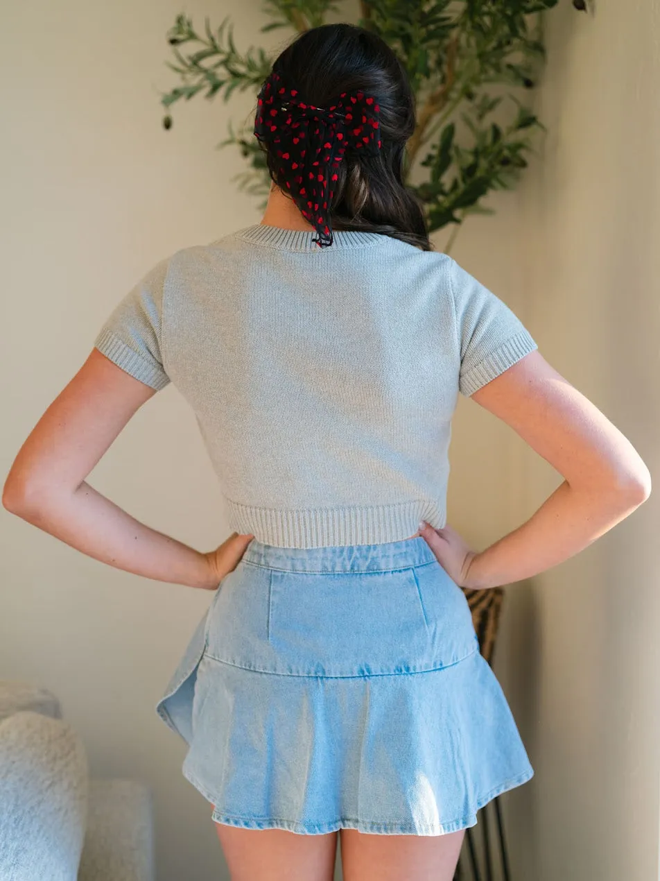 Teddy Sweater Top - Gray