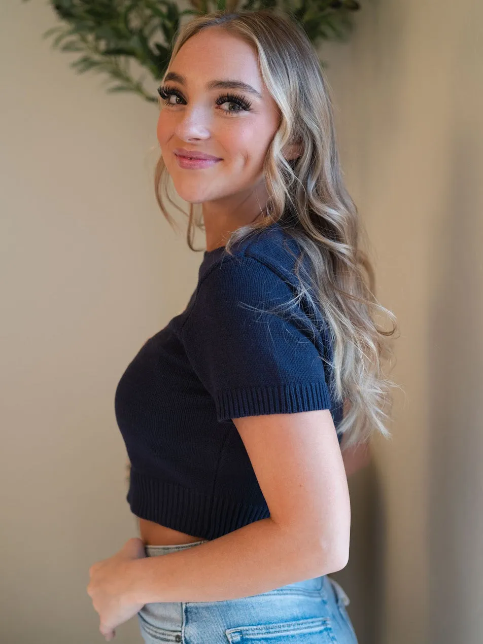 Teddy Sweater Top - Navy