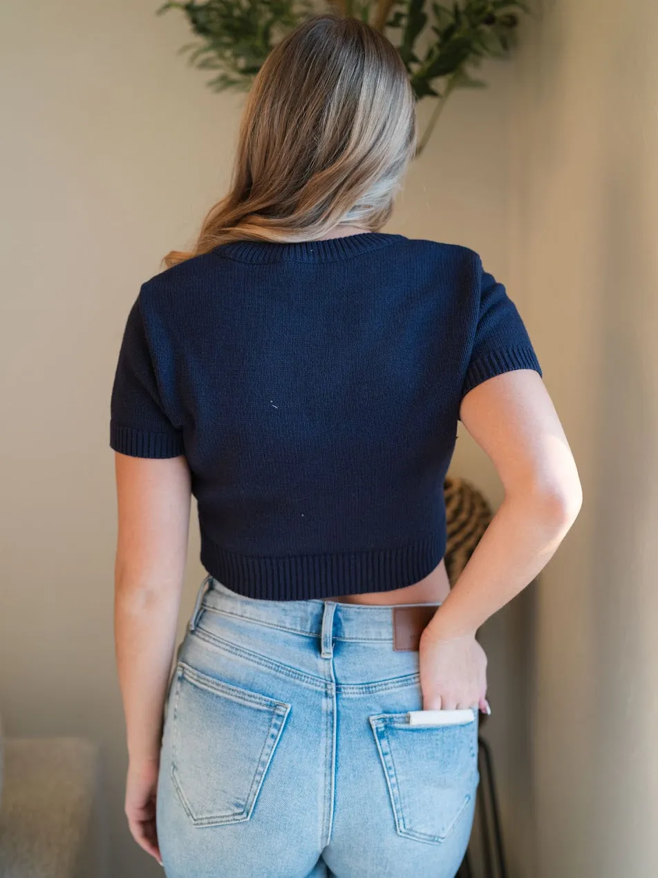 Teddy Sweater Top - Navy