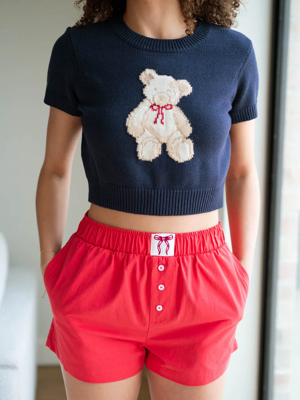 Teddy Sweater Top - Navy