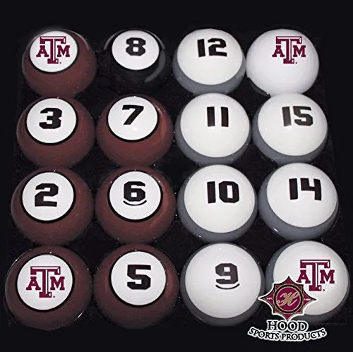 TEXAS A&M AGGIES NCAA Collegiate Billiards Pool Balls Sets College