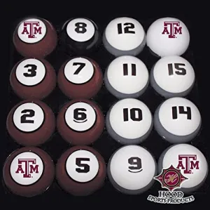 TEXAS A&M AGGIES NCAA Collegiate Billiards Pool Balls Sets College