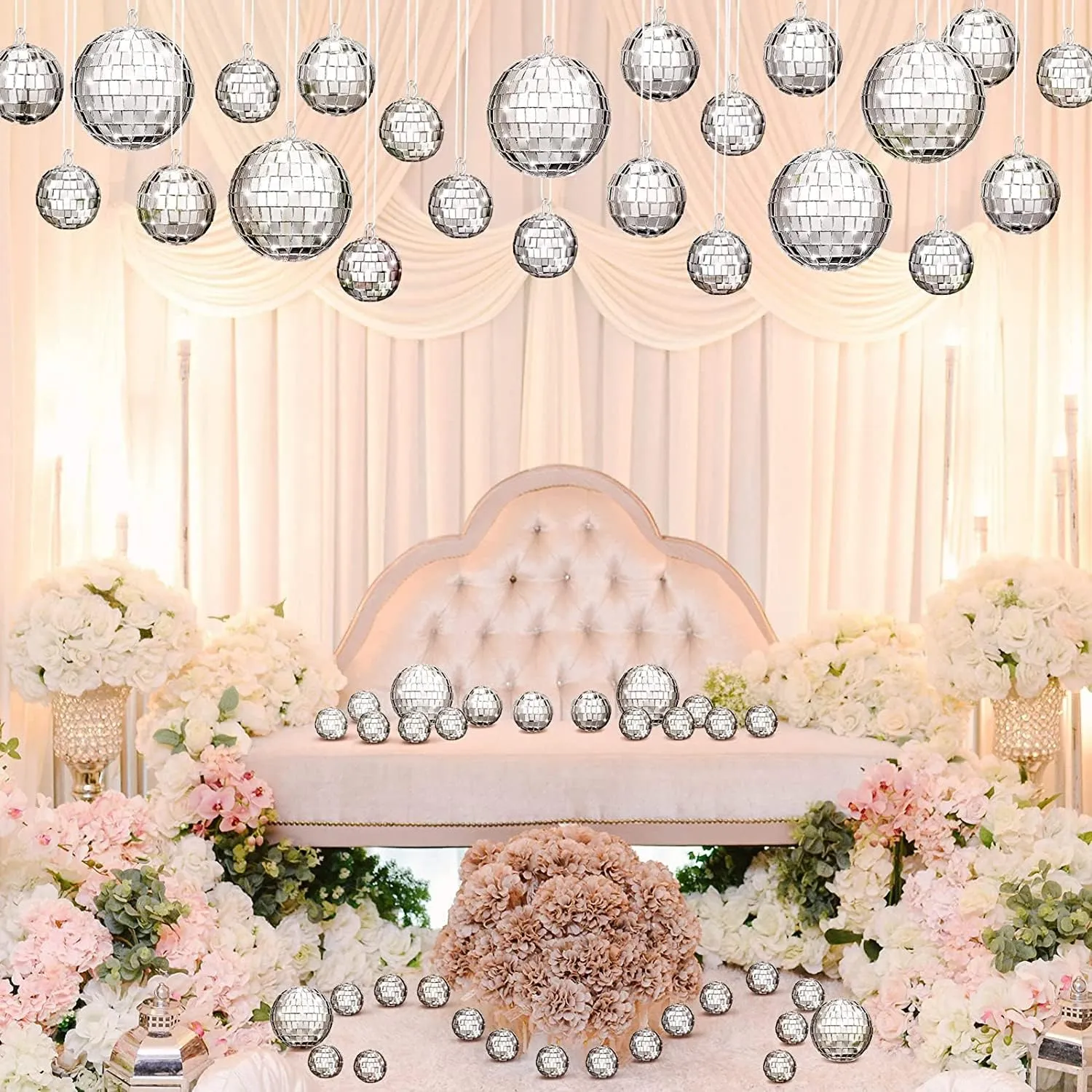 The Decor Affair Party Perfection: 15-Piece Hanging Mirror Set - Sparkling Disco Ball Mirrors in 1.5", 2", and 3.2" Sizes