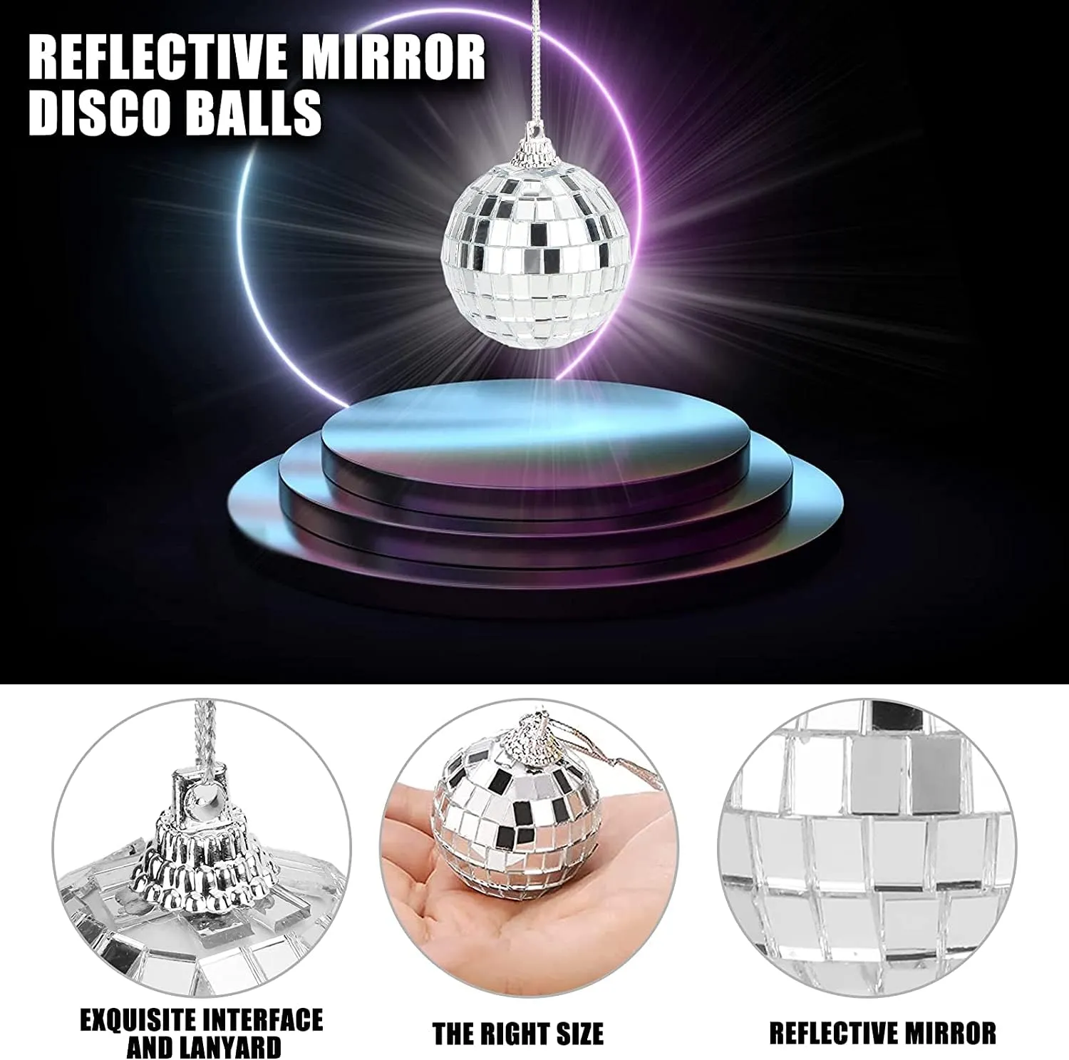 The Decor Affair Party Perfection: 15-Piece Hanging Mirror Set - Sparkling Disco Ball Mirrors in 1.5", 2", and 3.2" Sizes