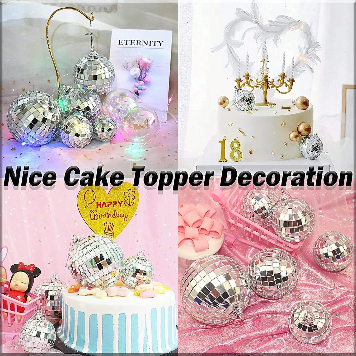 The Decor Affair Party Perfection: 15-Piece Hanging Mirror Set - Sparkling Disco Ball Mirrors in 1.5", 2", and 3.2" Sizes