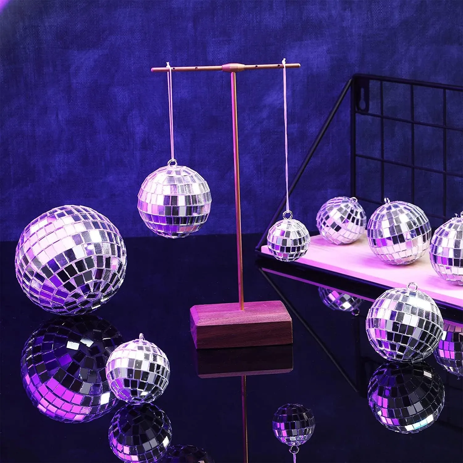 The Decor Affair Party Perfection: 15-Piece Hanging Mirror Set - Sparkling Disco Ball Mirrors in 1.5", 2", and 3.2" Sizes