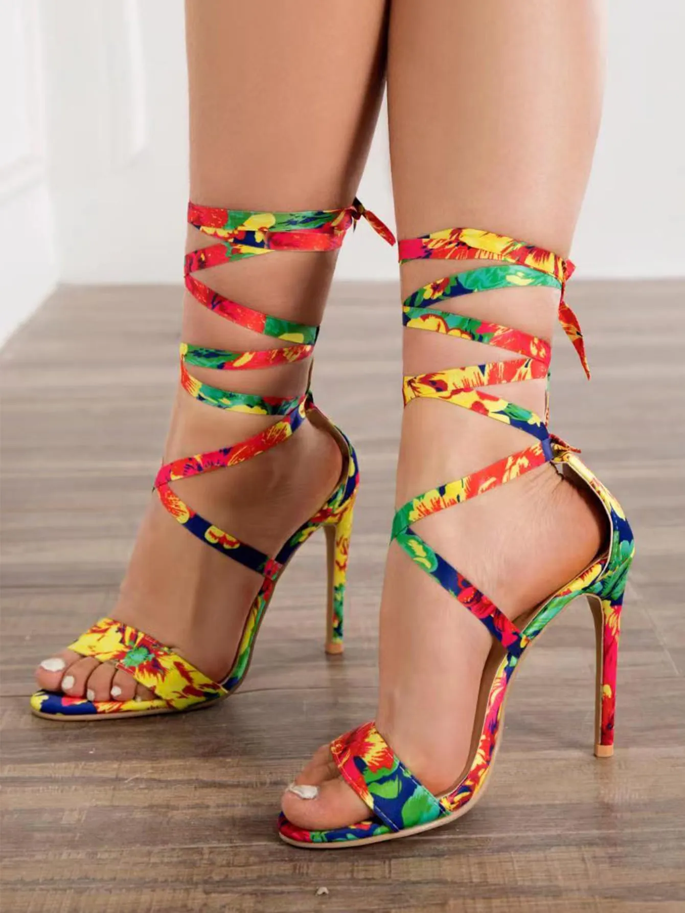 Tie Dye Stiletto Heeled Gladiator Sandals