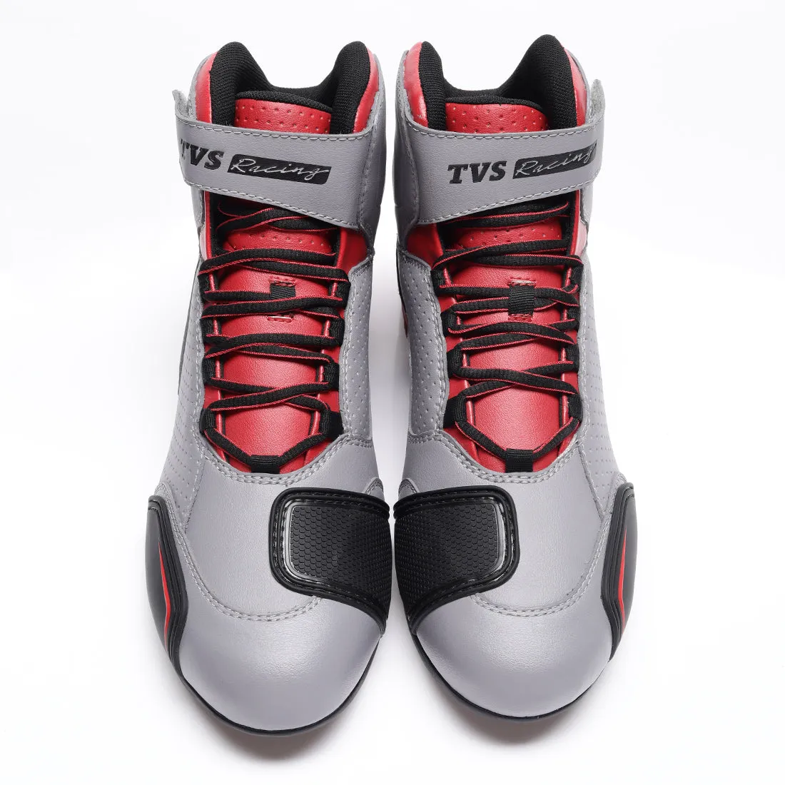 TVS Racing Ankle Length Riding Boots for Men:Anti-Microbial & Waterproof Riding Shoes with Reflective Panels, Ventilated Biker Boots with Ankle-Toe Protection-Premium Men's Riding Boots