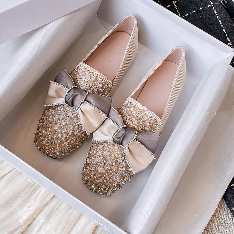 vanccy Gentle Flat Rhinestone Shoes