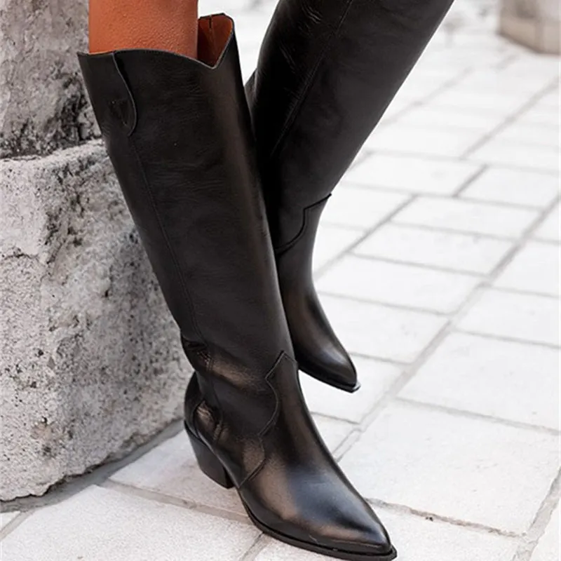 Vintage suede western knee high boots wide calf