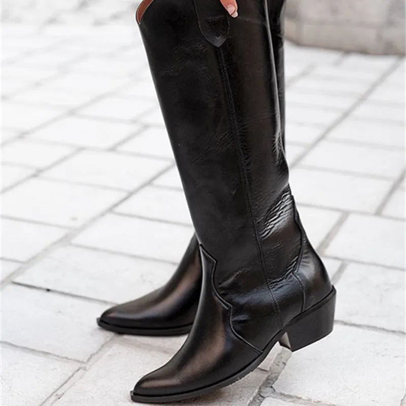 Vintage suede western knee high boots wide calf