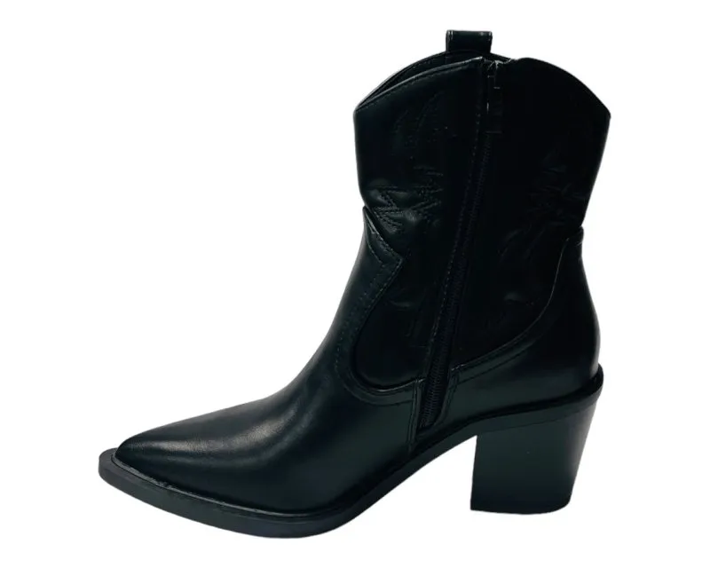 Western Cowboy Embroidered Block Heel Boots
