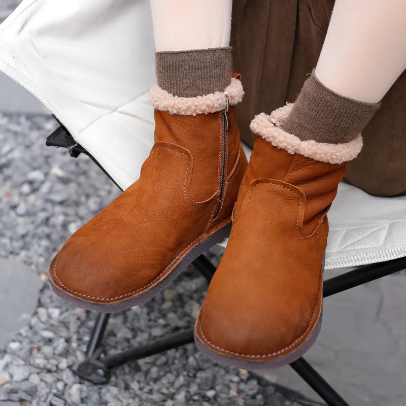 Womens Handmade Leather Ankle Boots Short Boots Side Zipper in Brown/Black/Khaki/Red Brown