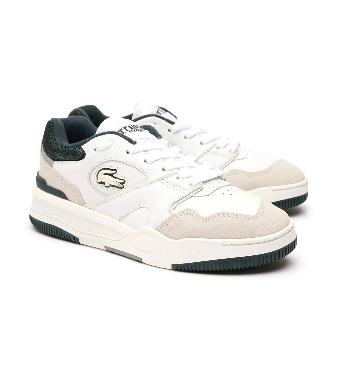 Women’s Lineshot Mesh Collar Leather Trainers White/Dark Green