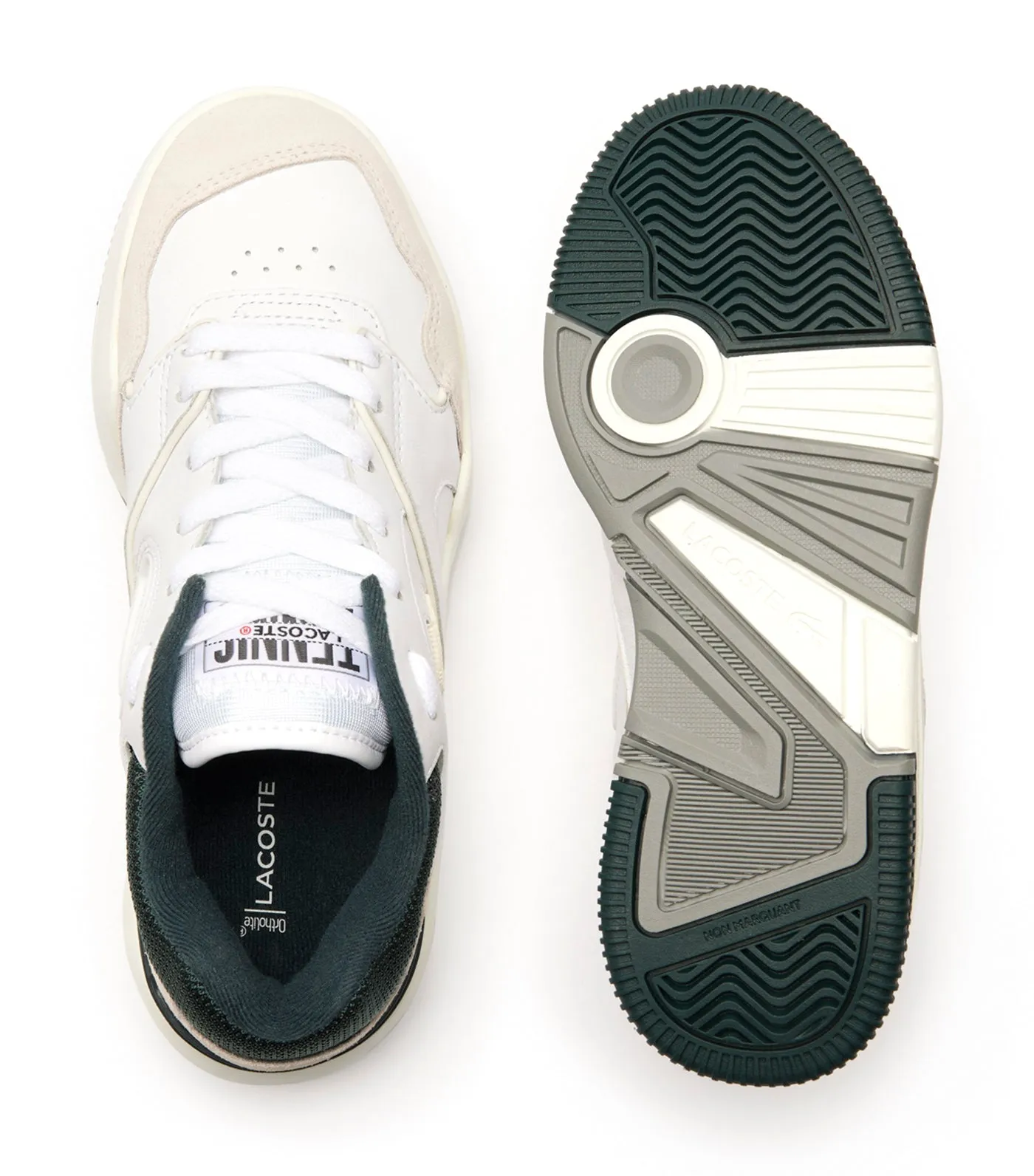 Women’s Lineshot Mesh Collar Leather Trainers White/Dark Green