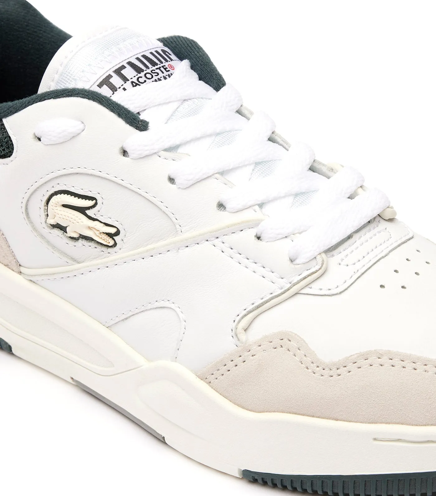 Women’s Lineshot Mesh Collar Leather Trainers White/Dark Green