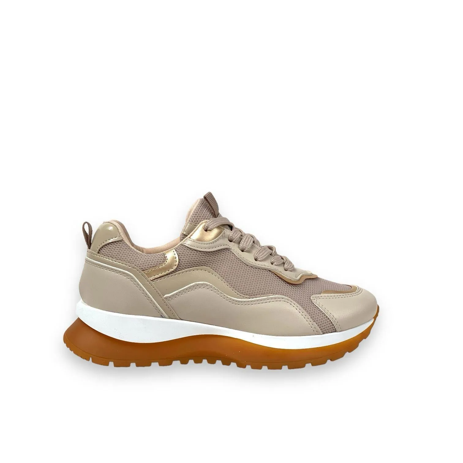 Women's Pearl Mink Mesh Lace Up Summer Daily Walking Sports Sneaker 3 Cm