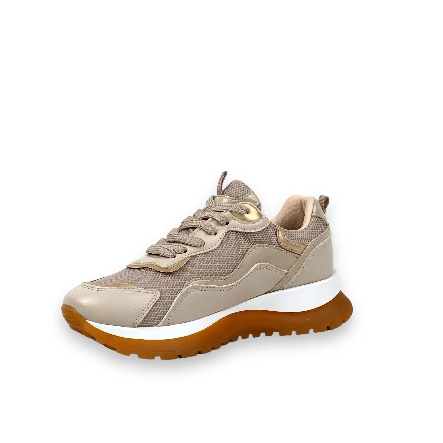 Women's Pearl Mink Mesh Lace Up Summer Daily Walking Sports Sneaker 3 Cm