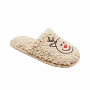 WONDERSHOP - ' Holiday Reindeer Happy Face Scuff Slippers