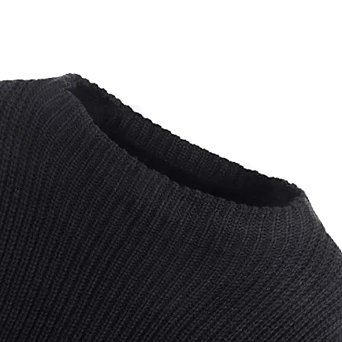 ZAFUL Women's Casual Loose Knitted Sweater Long Sleeve Pullover Sweater Tops (Black-A,One Size)