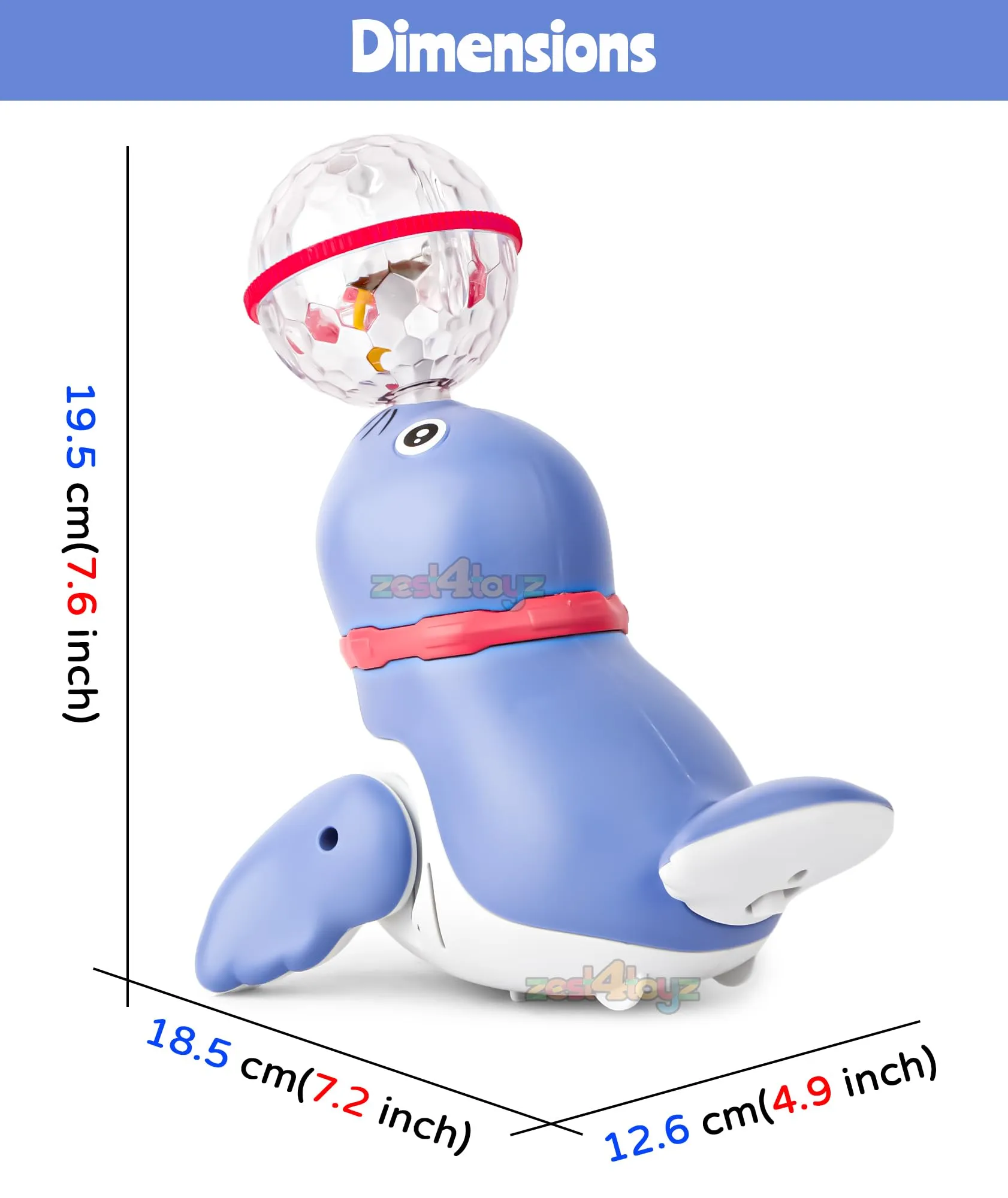 Zest 4 Toyz Musical Toys for Kids Sea Lion Dancing Walking Singing 360 Degree Rotating Light & Sound Toy with Bump and Go Action for 1 Year Old Baby Boys & Girls